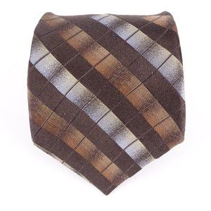 Roberto Villini Mens 100% Silk Necktie Brown